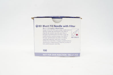 BD 305211 Blunt Fill Ndle with Filter 18G x 1-1/2inch - Box of 48